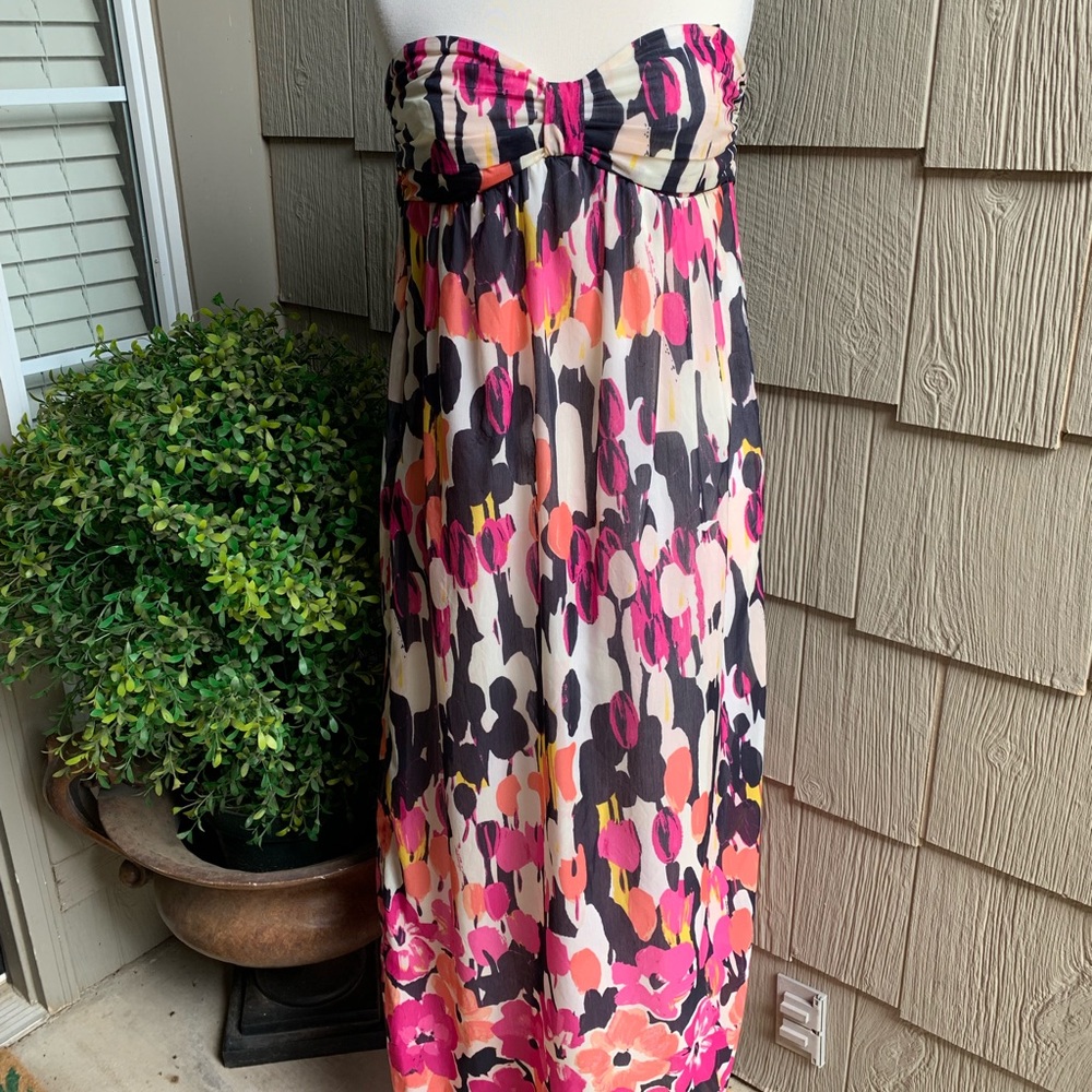 Strapless Floral Dress